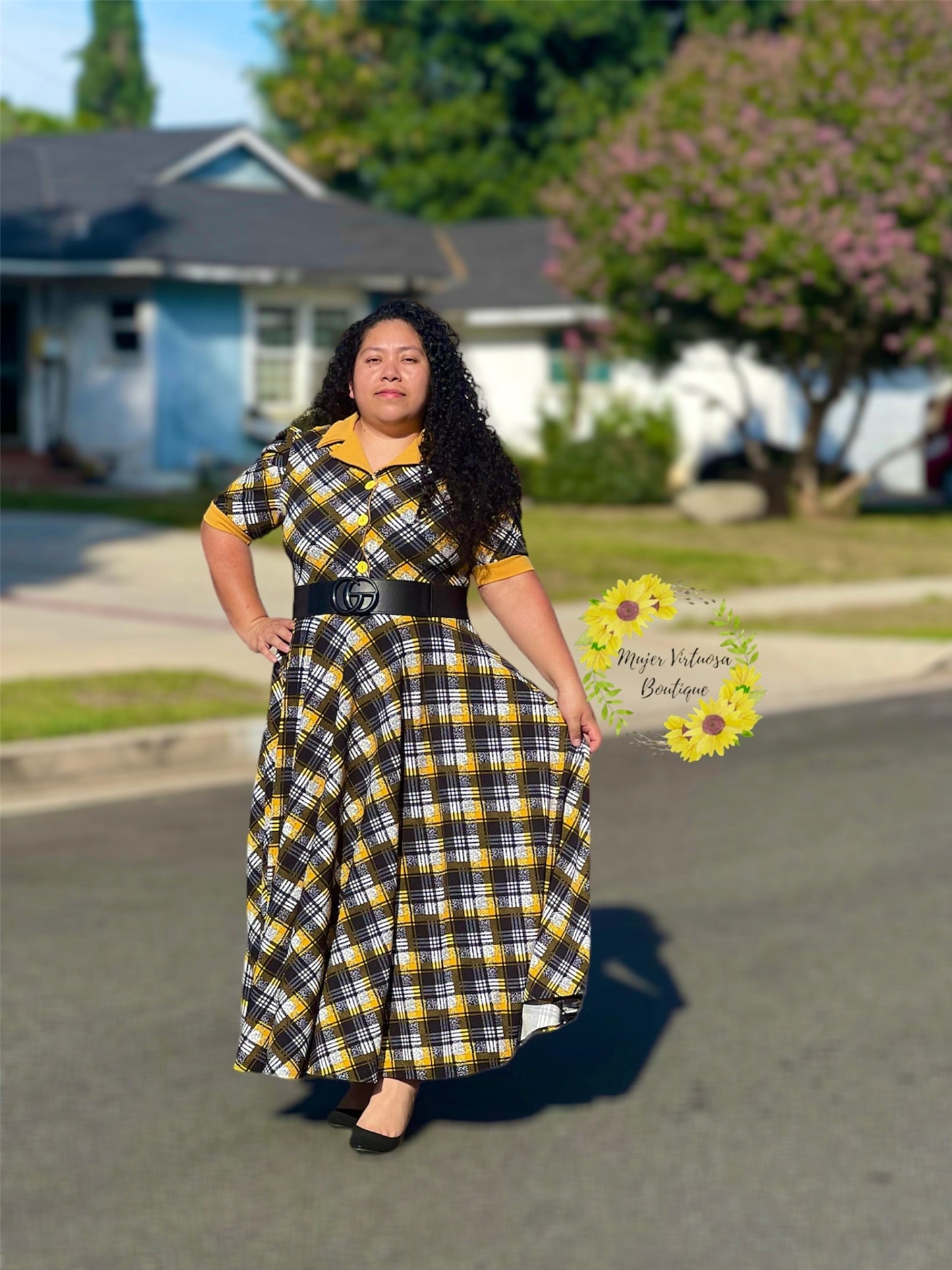 Rachel Mustard & Black Maxi Dress