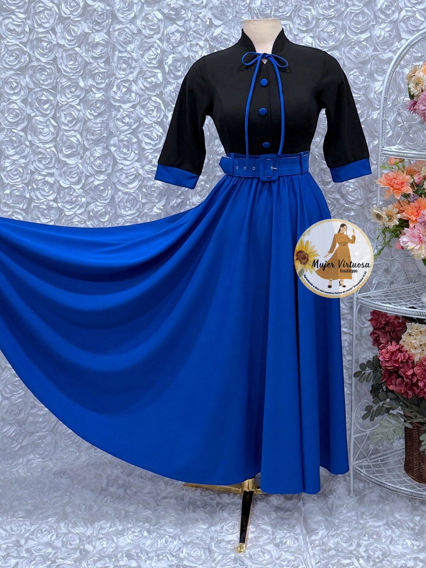 Maya Black & Royal Blue Dress