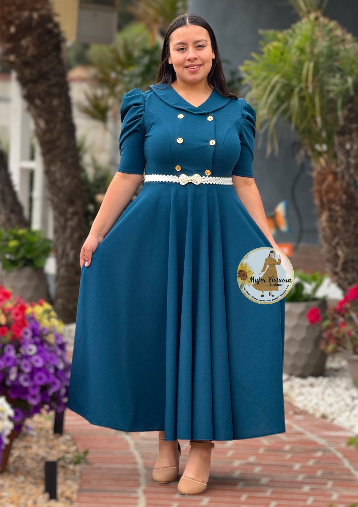 Dorothy Teal Vintage Dress