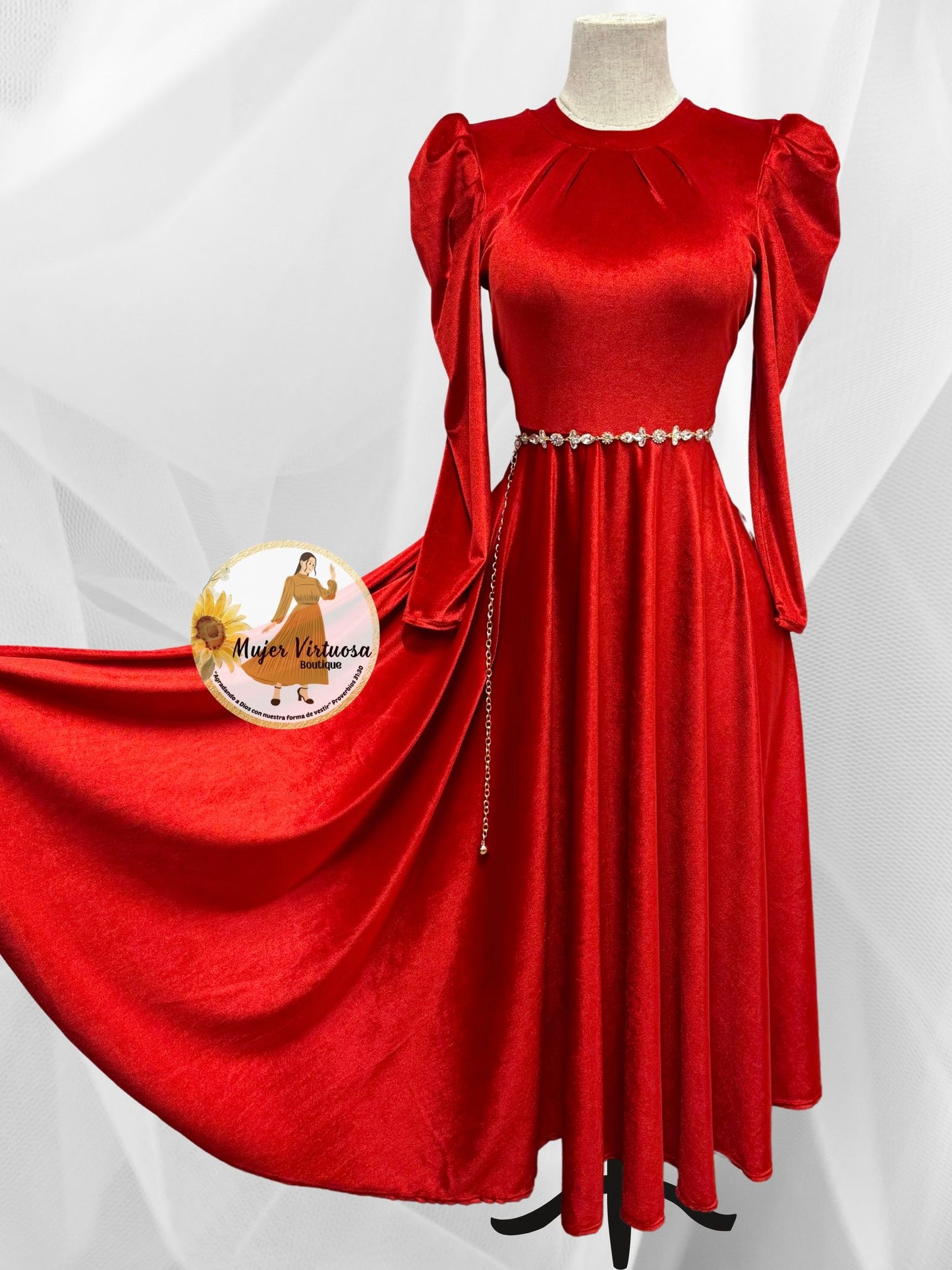 Eloisa Red Velvet Dress