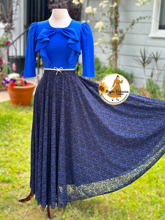 Alexa Royal Blue/Black Coquette Dress