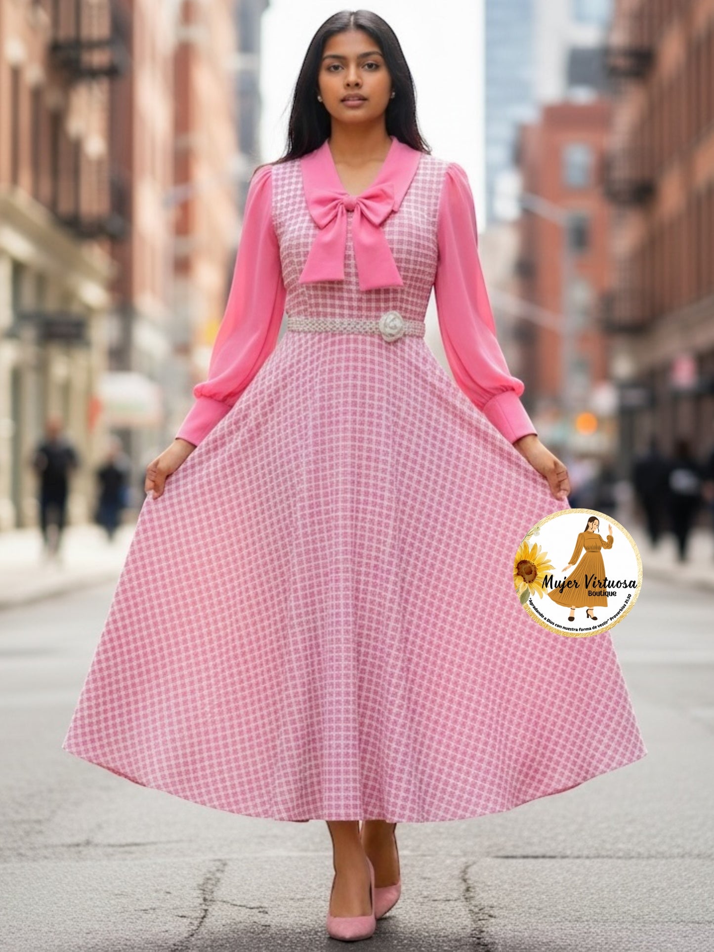 Adara Pink Tweed Dress