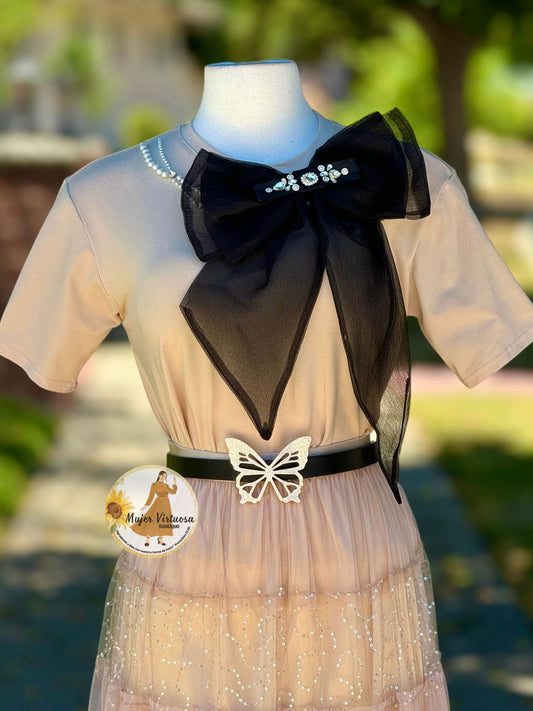 Beige with Cute Bow Top