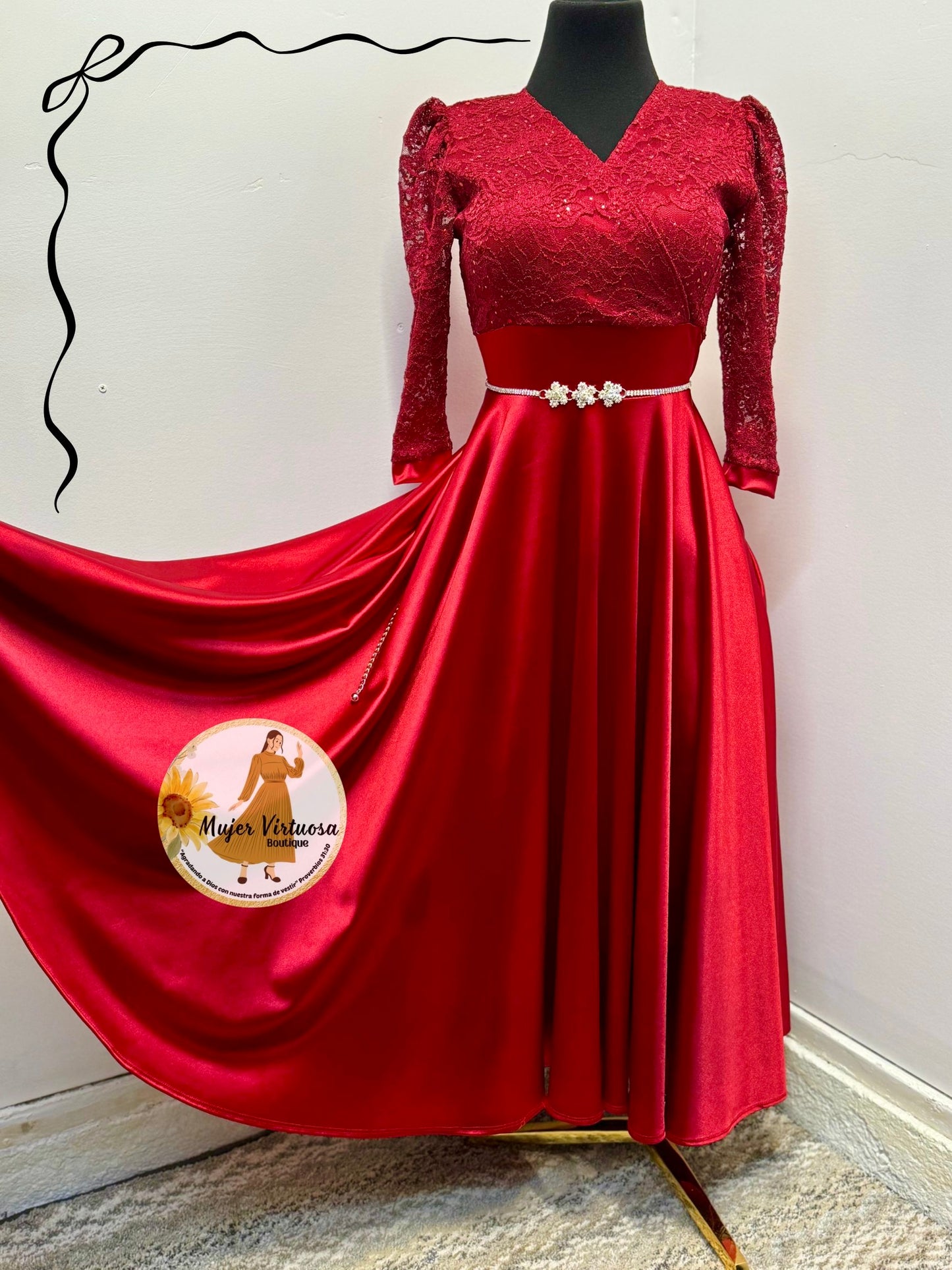 Cecilia Rubí Red Satin Dress