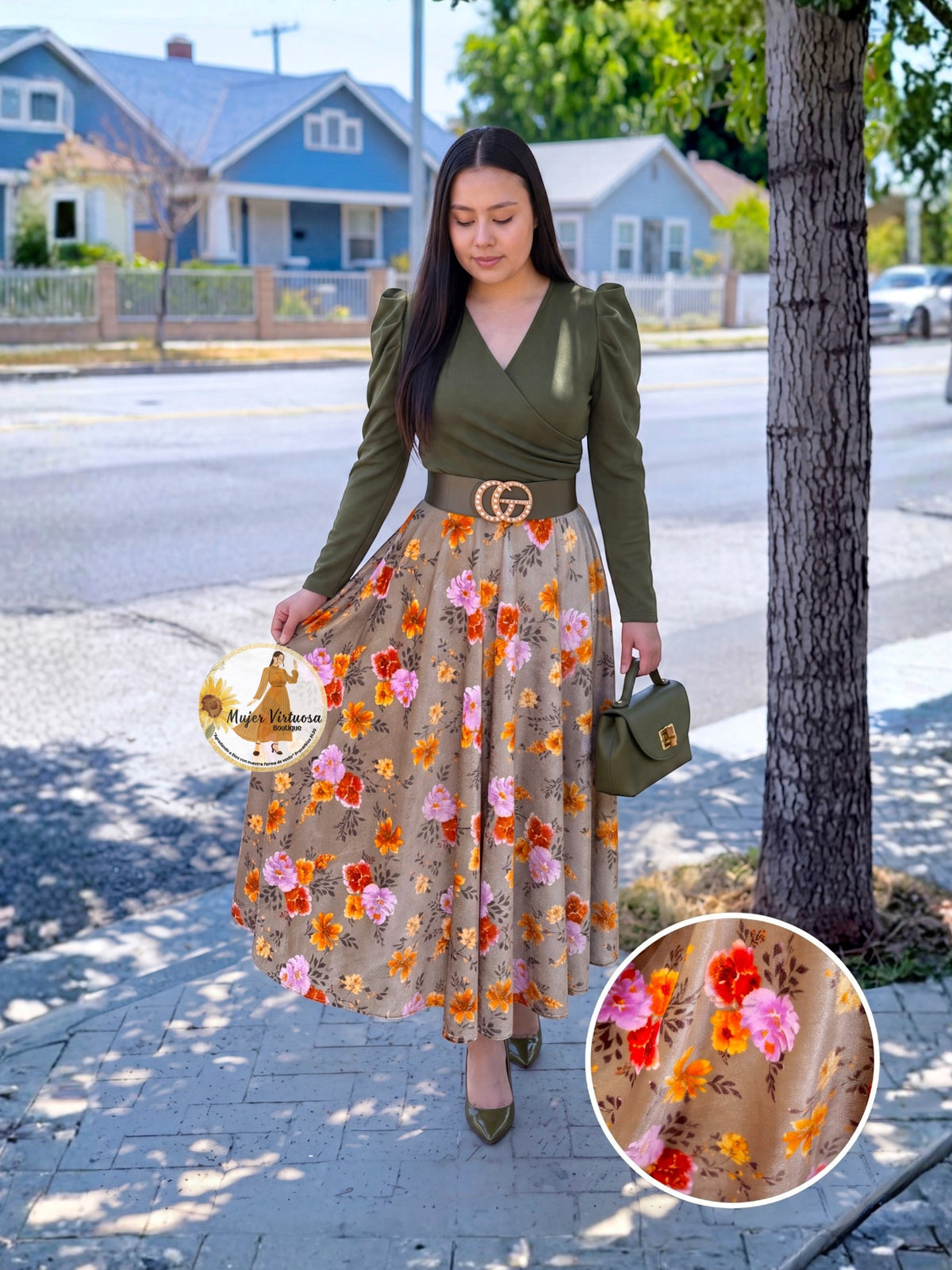 Larissa Olive Green Velvet Dress