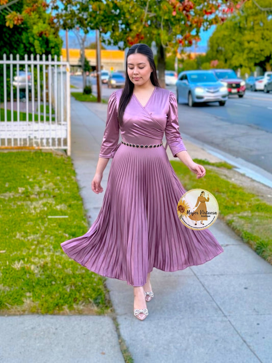 Lucia Mauve Satin Dress