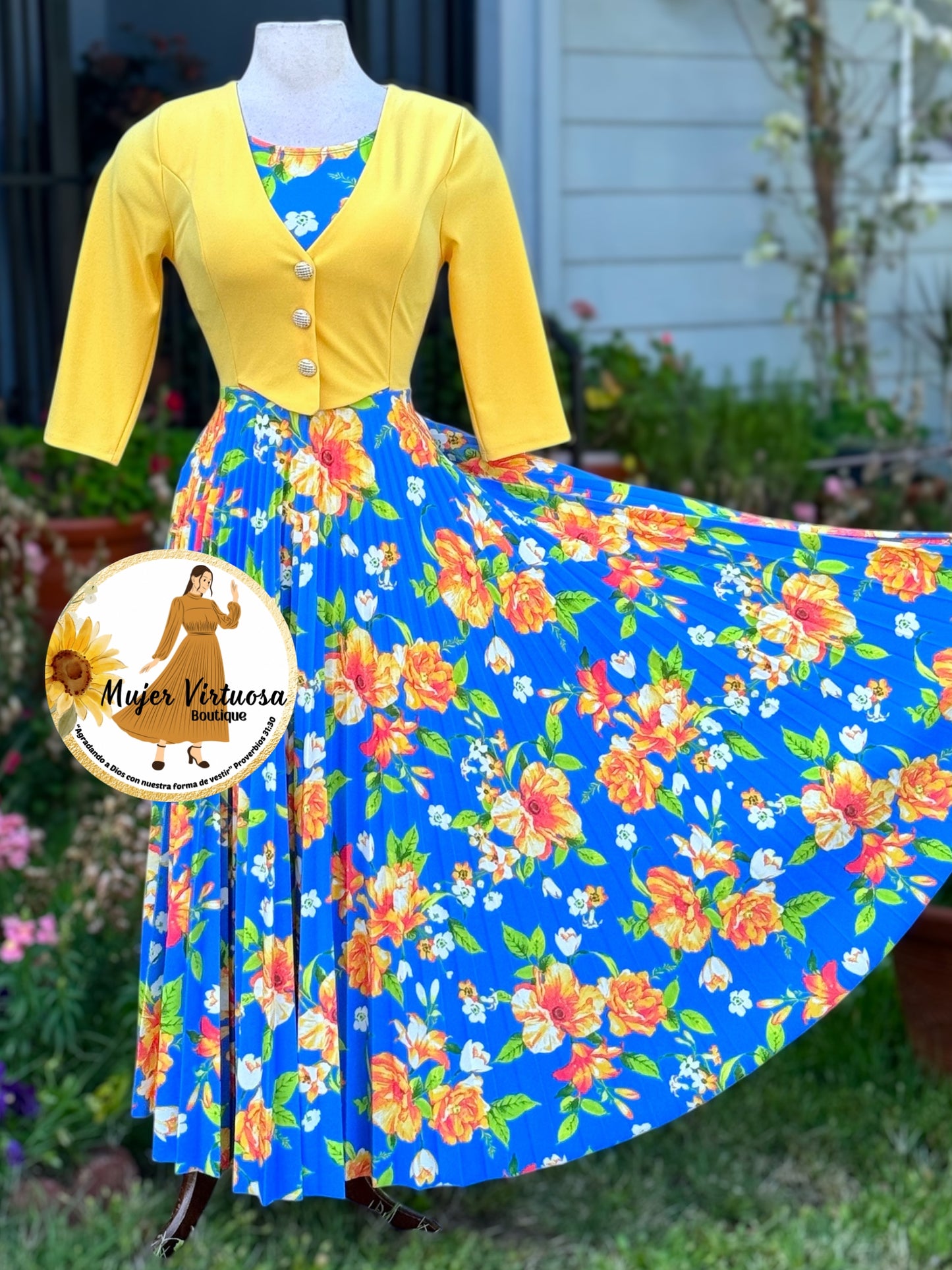Maggie Yellow/Blue Blazer Dress