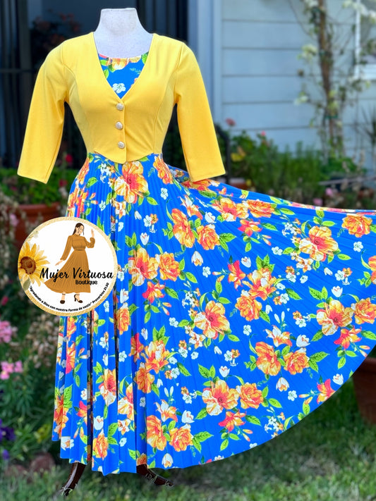 Maggie Yellow/Blue Blazer Dress