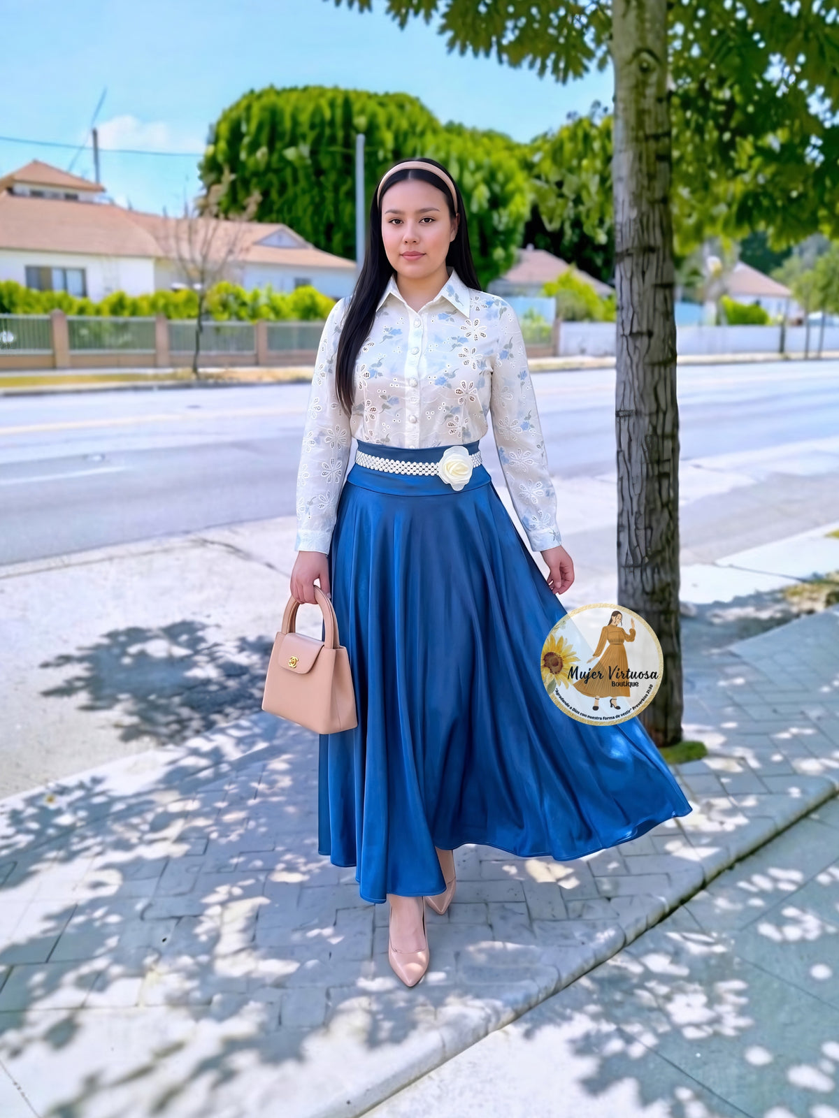Blue Satin Skirt