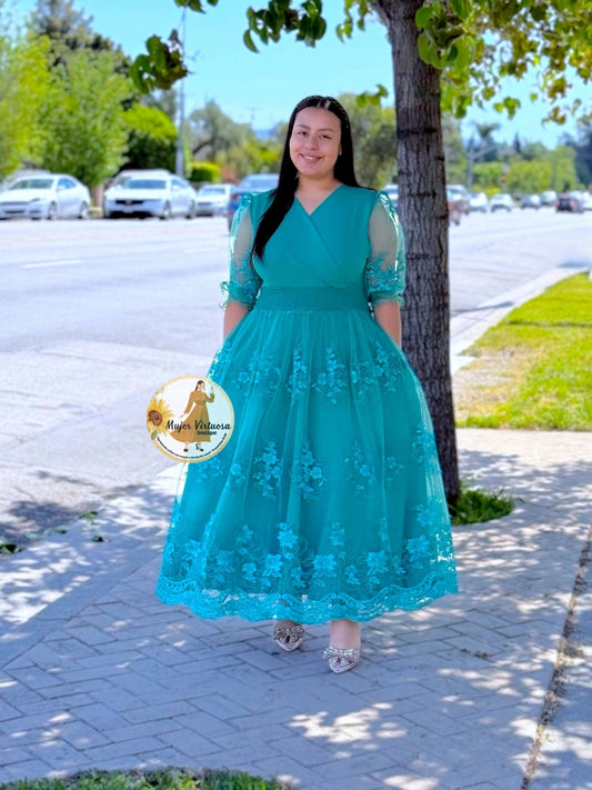 Julisa Turquesa Mesh Dress