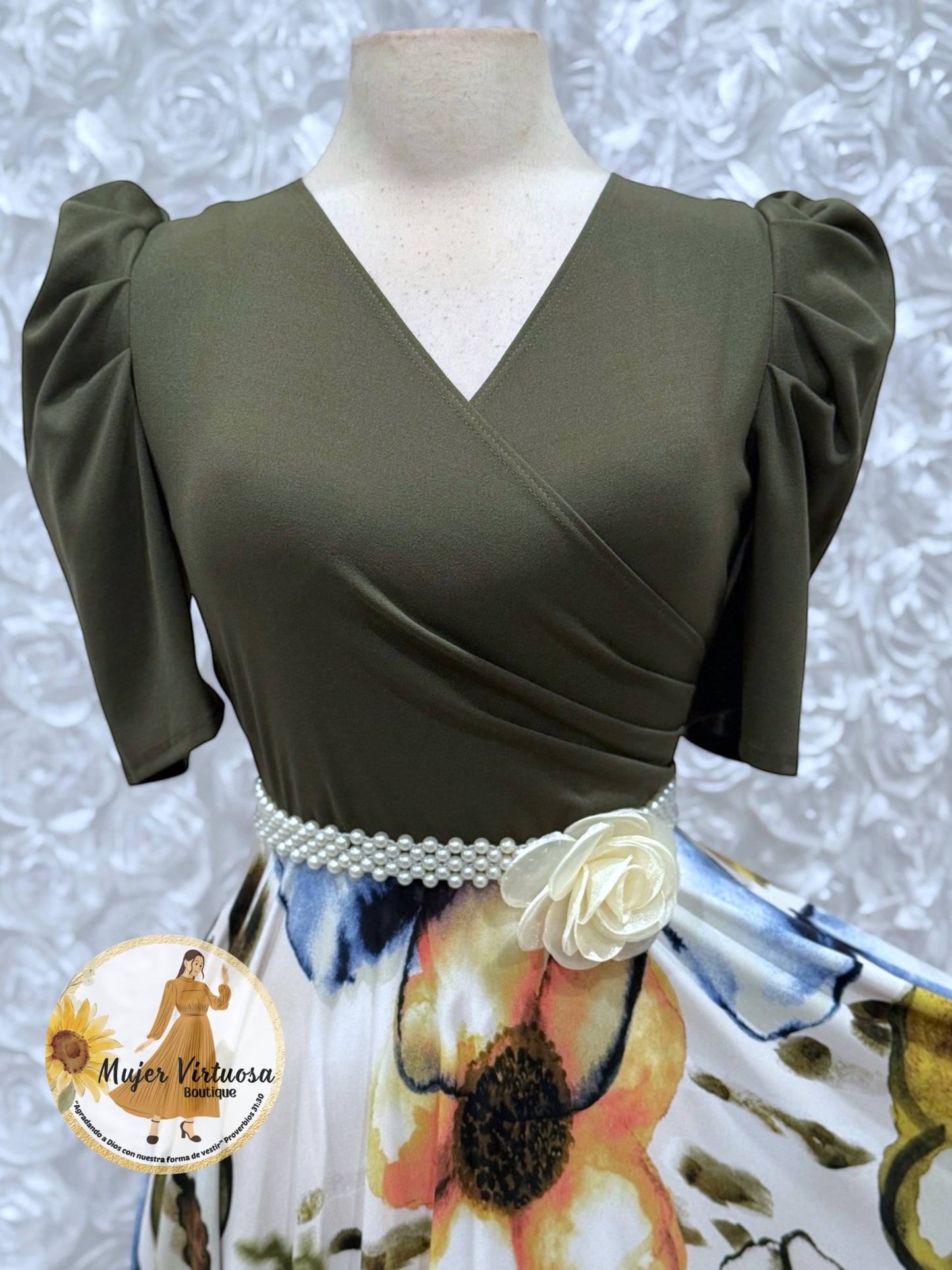 Suri Olive Green Floral Dress