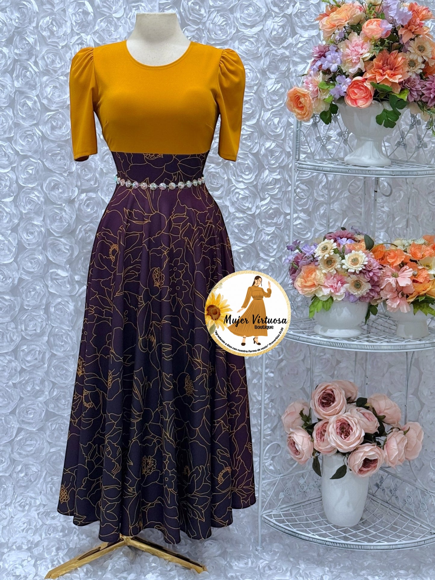 Eliana Mustard/Uva Ombre Dress
