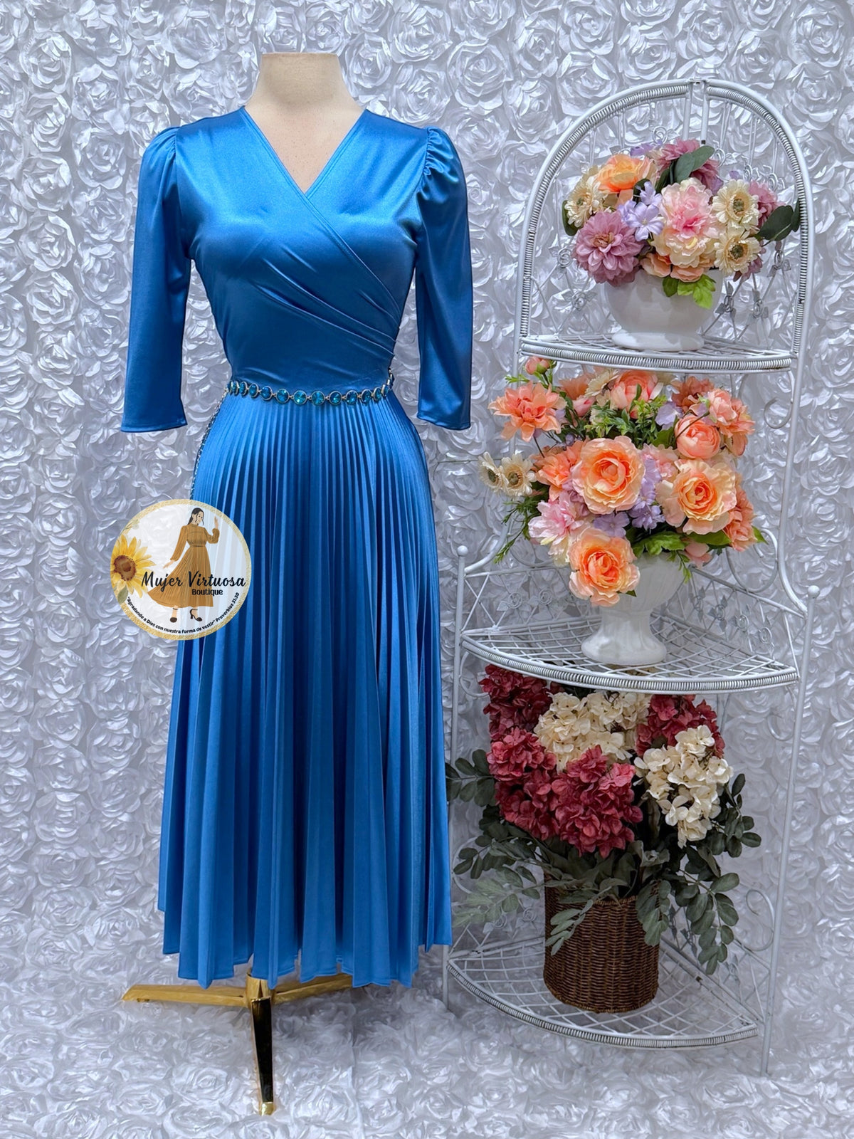 Lucia Aqua Blue Satin Dress