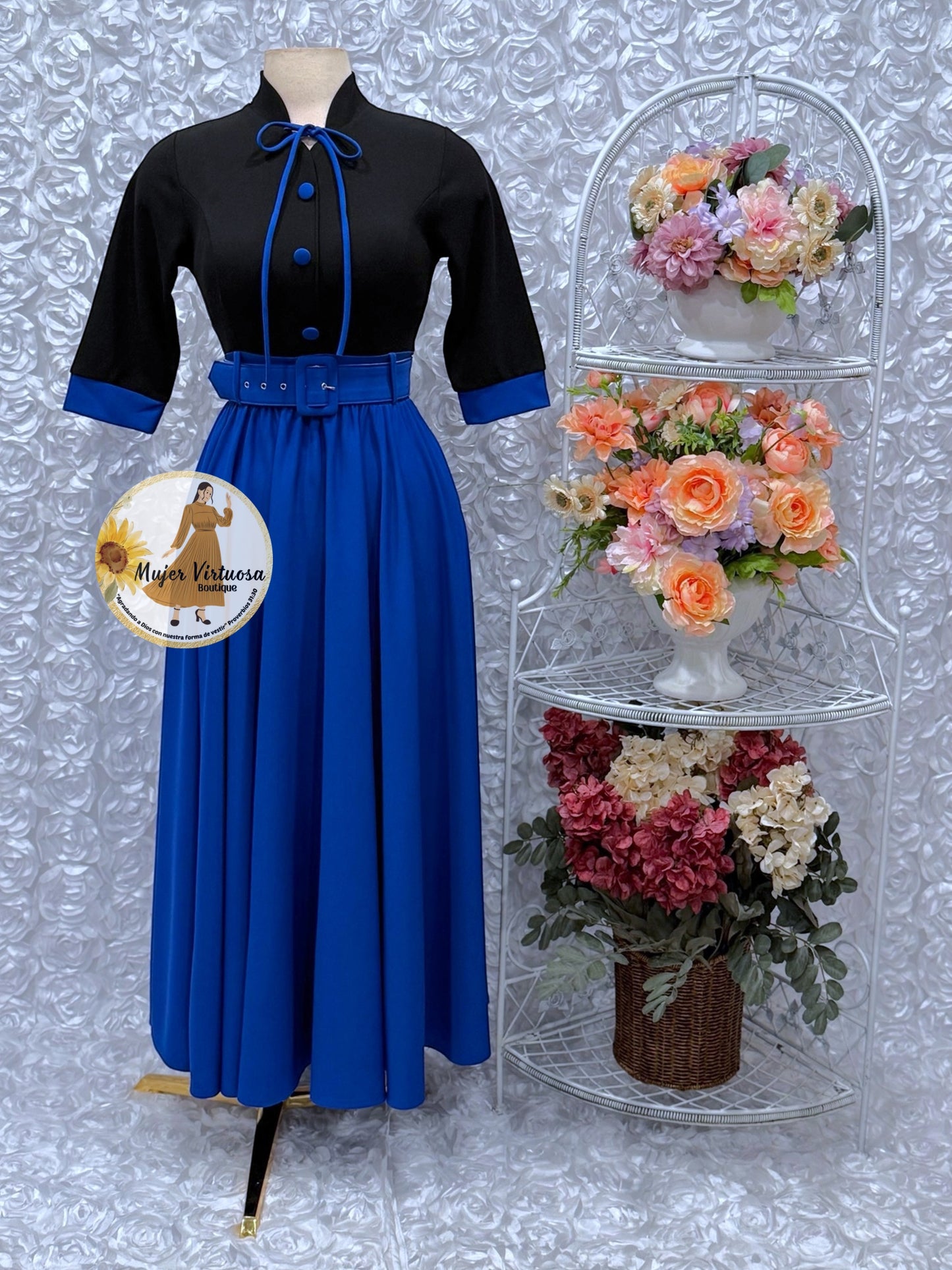Maya Black & Royal Blue Dress