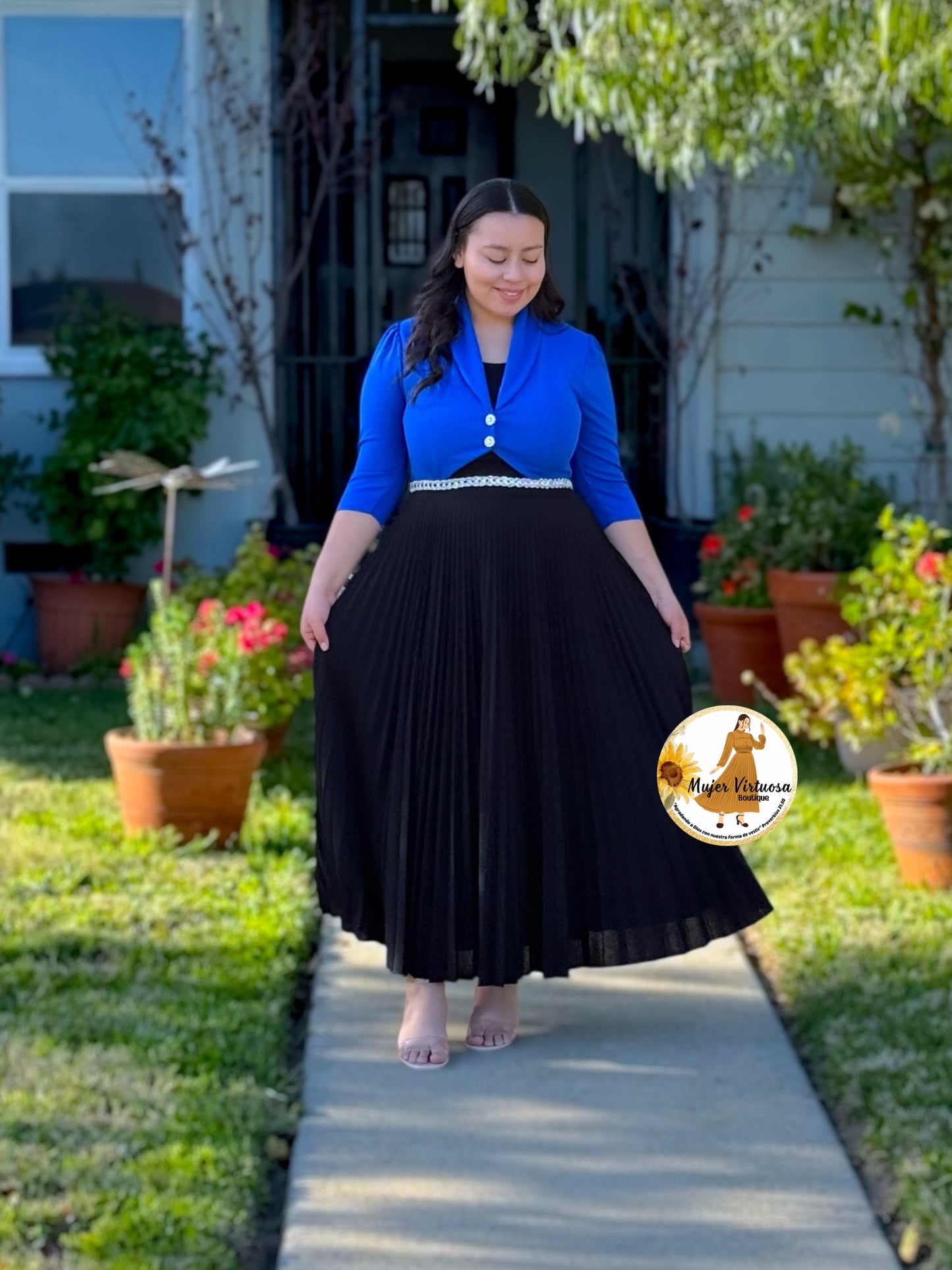 Emely Royal Blue & Black Dress