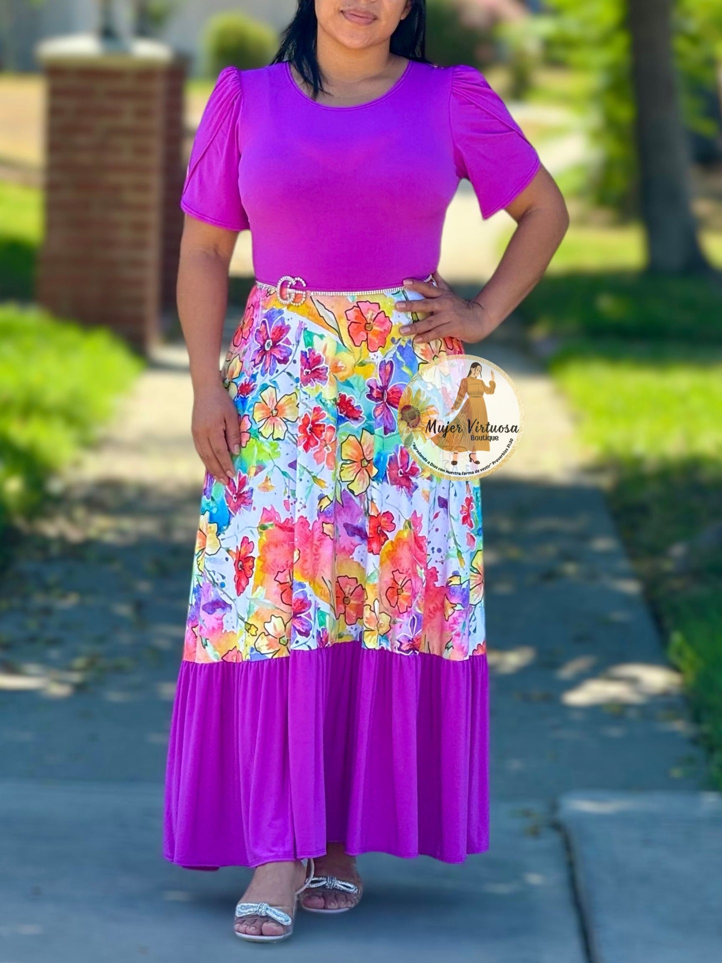 Magenta Floral Summer Maxi Dress