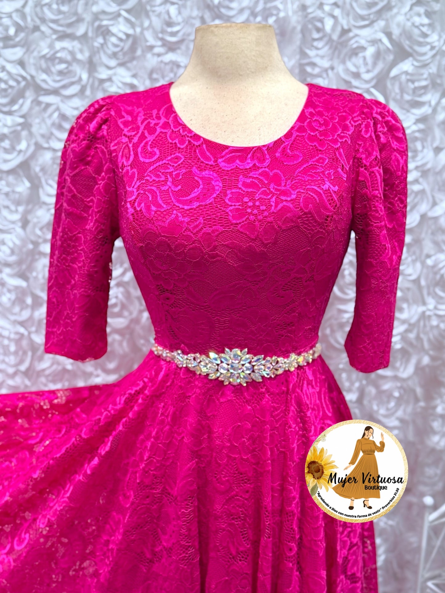 Camila Hot Pink Lace Dress