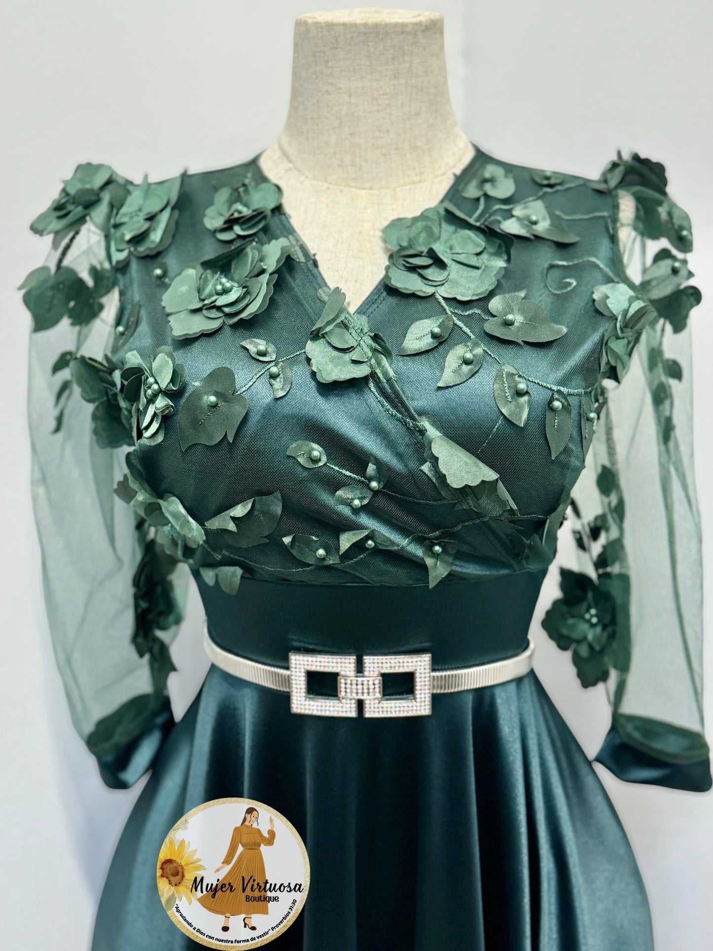 Cecilia Emerald Green Satin Dress