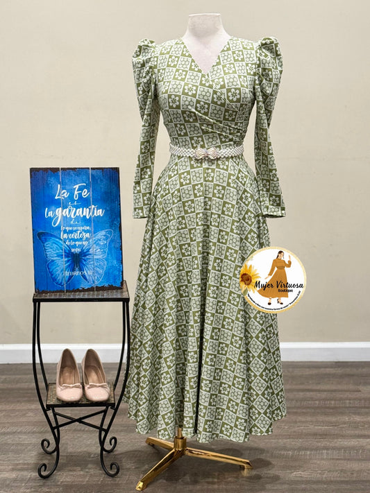 Larissa All Green Floral Dress