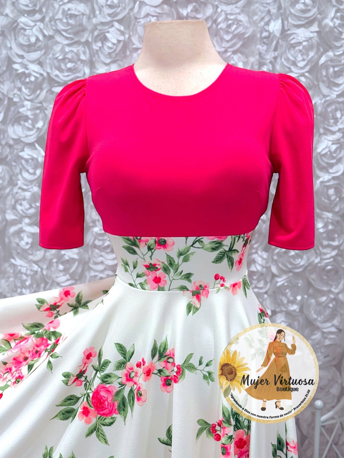 Eliana Fucsia/White Floral Dress