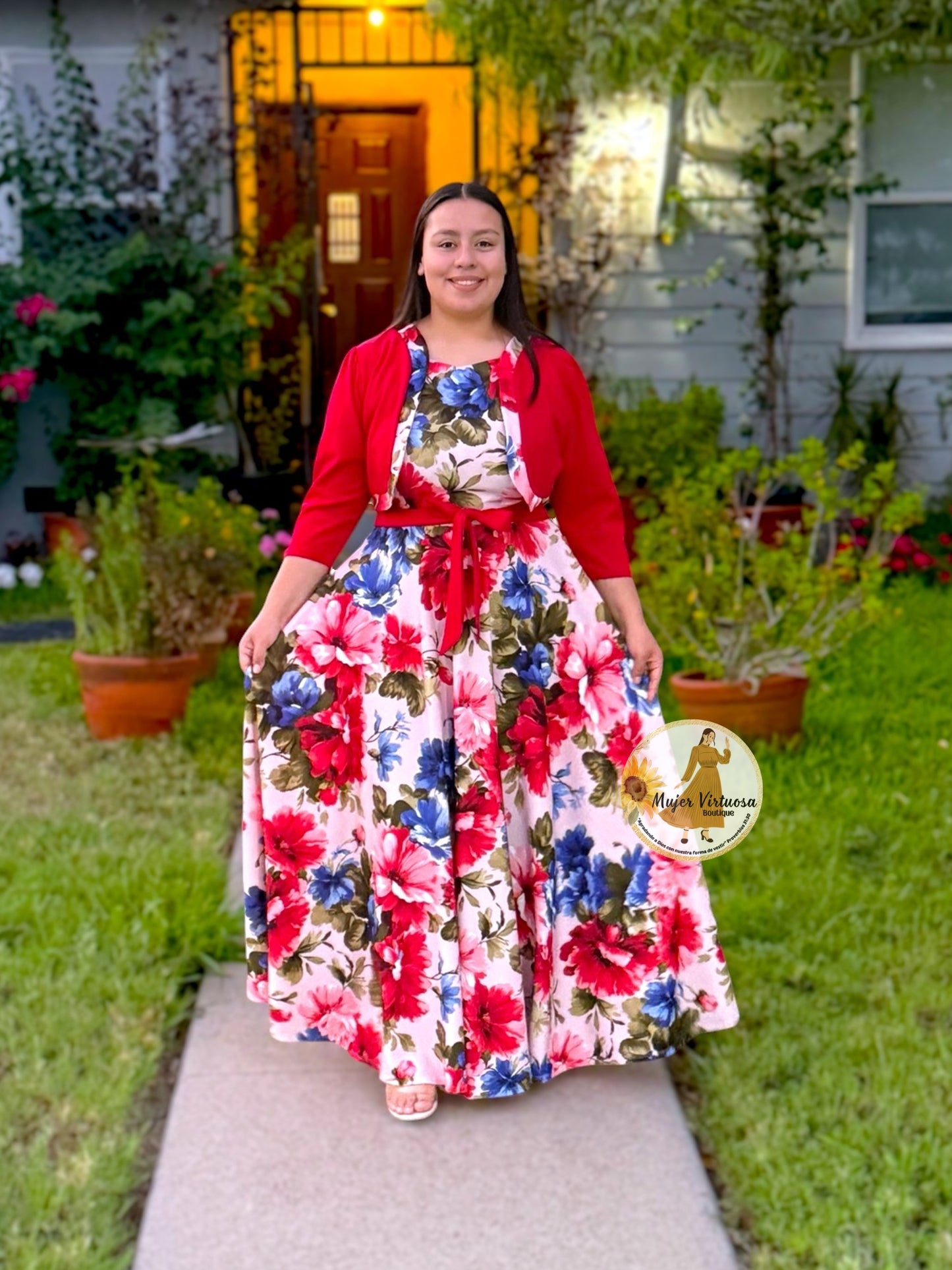 Emma Red Floral Blazer Dress