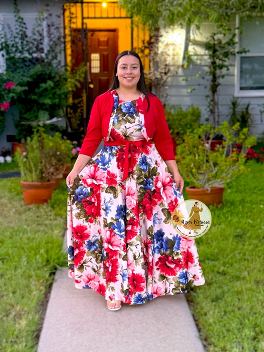 Emma Red Floral Blazer Dress