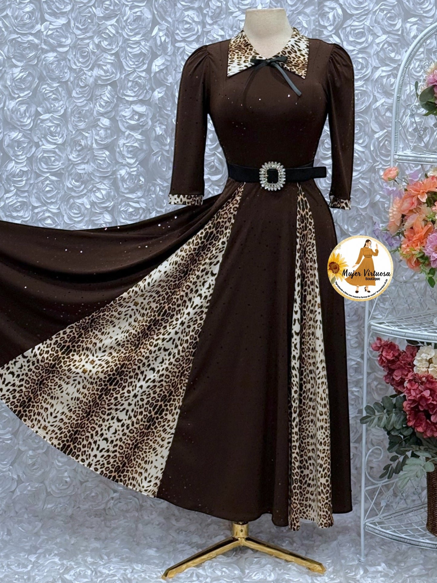 Victoria Brown & Animal Print Sequin Dress