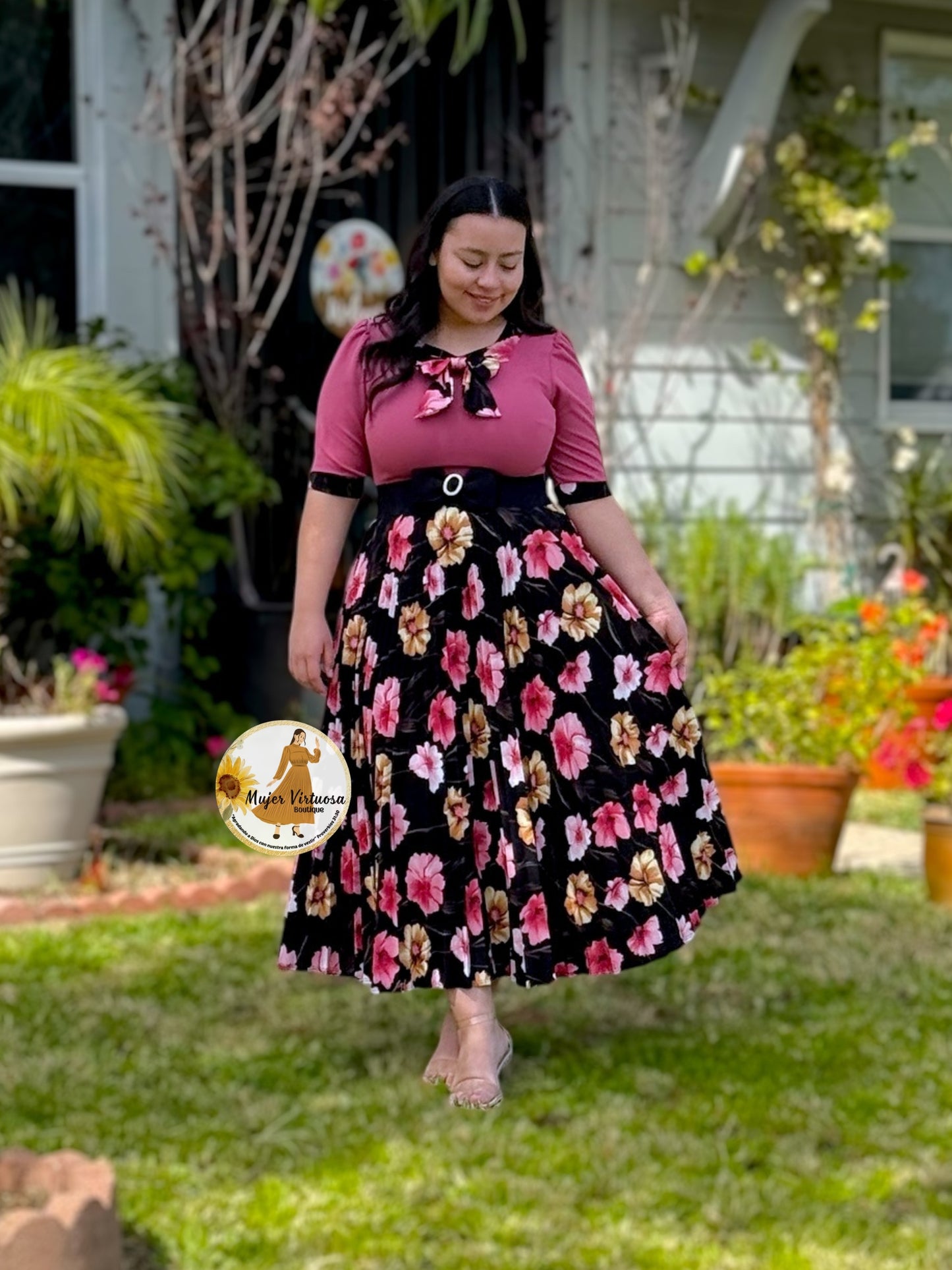 Madelyn Mauve & Black Dress