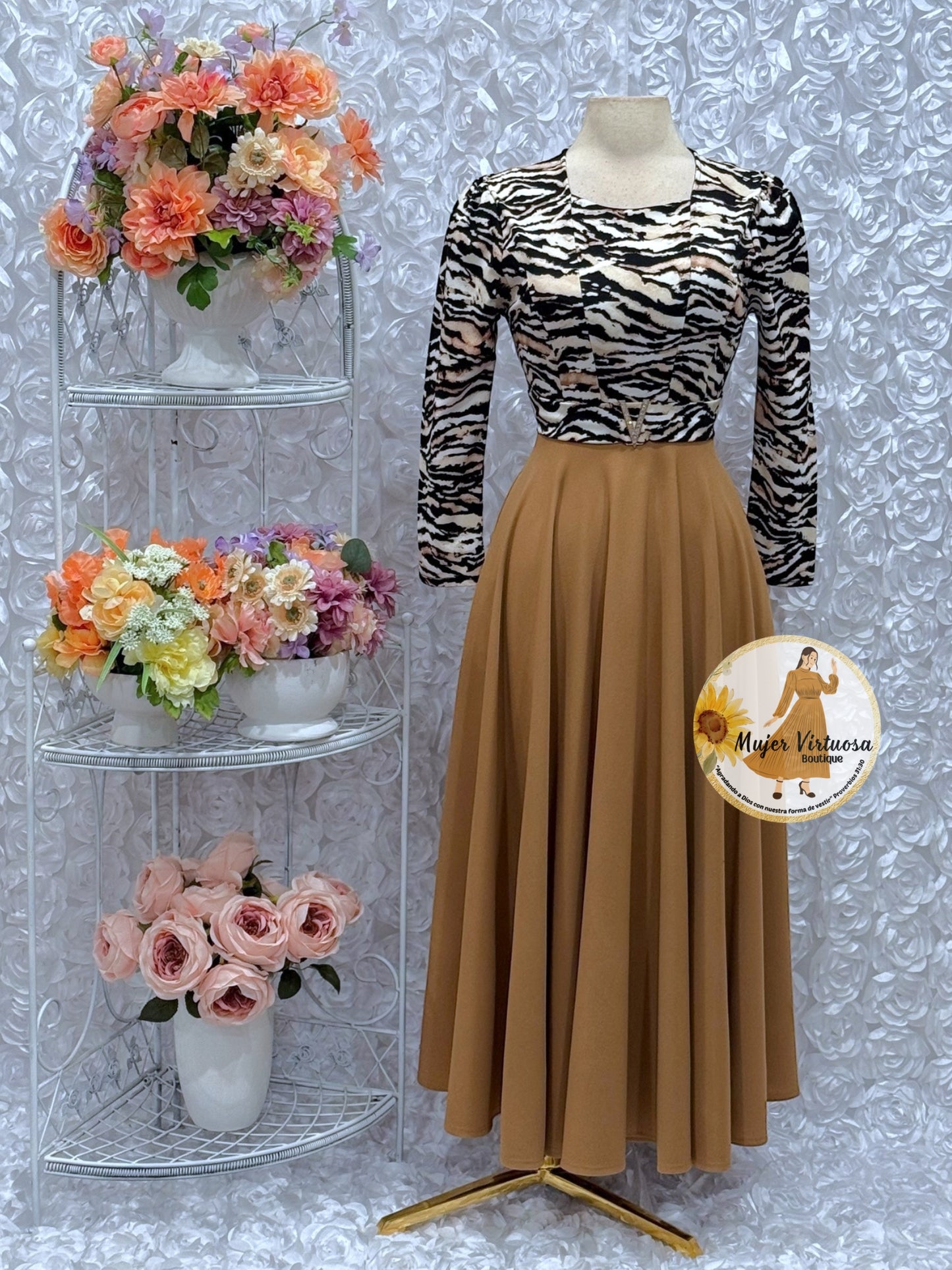 Nadia Mocha Animal Print Dress