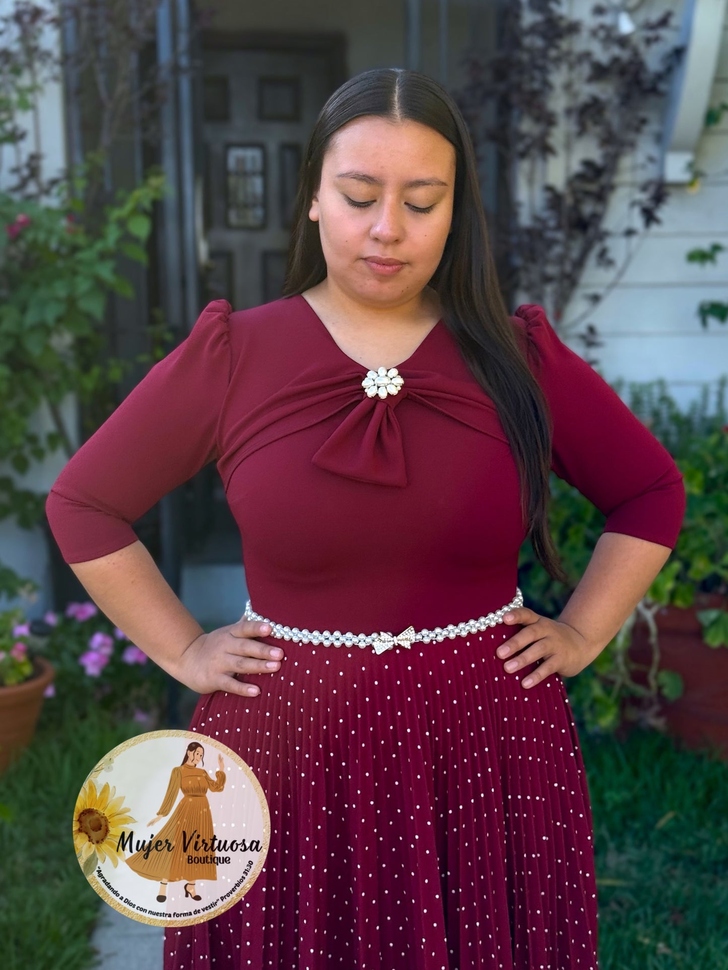 Berenice Wine Polka Dot Dress