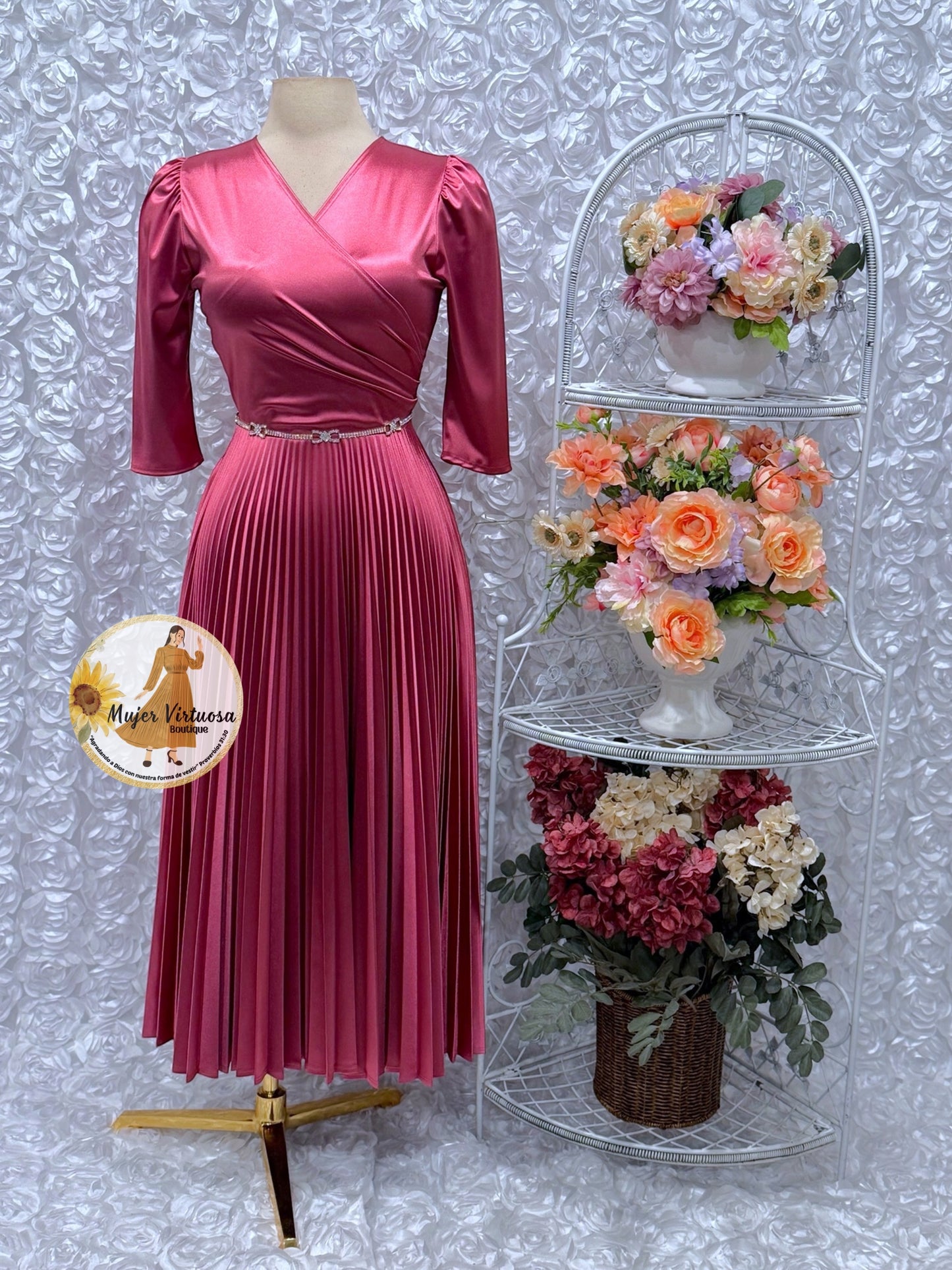Lucia Guava Pink Satin Dress