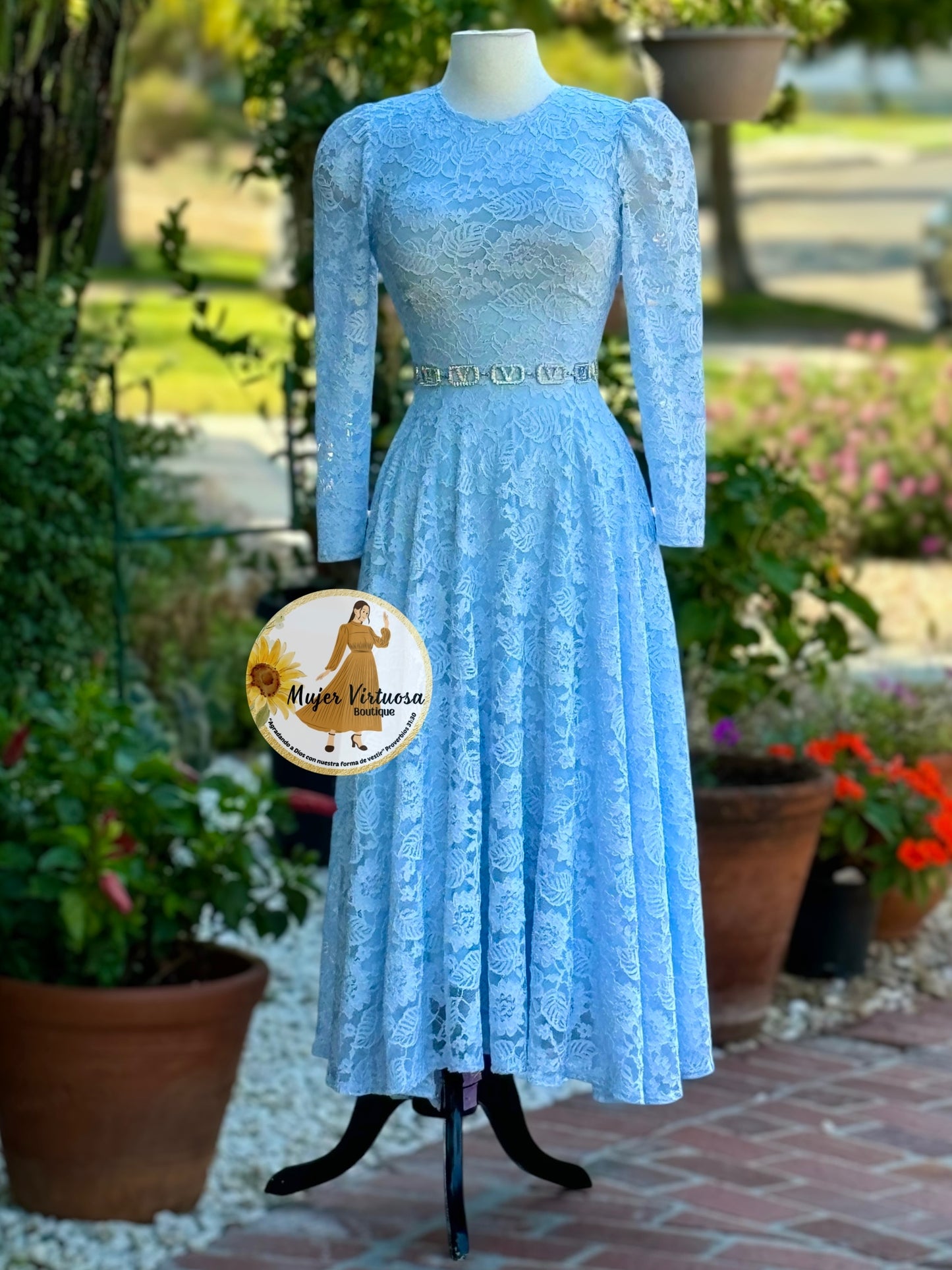 Valerie Sky Blue Lace Dress