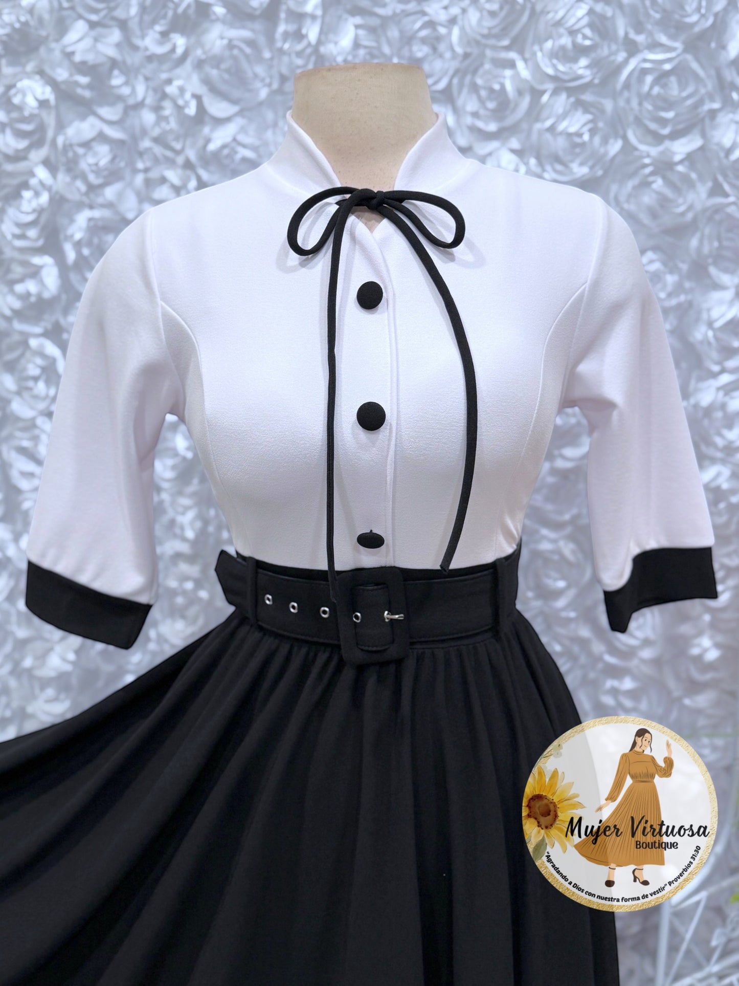 Maya White & Black Dress