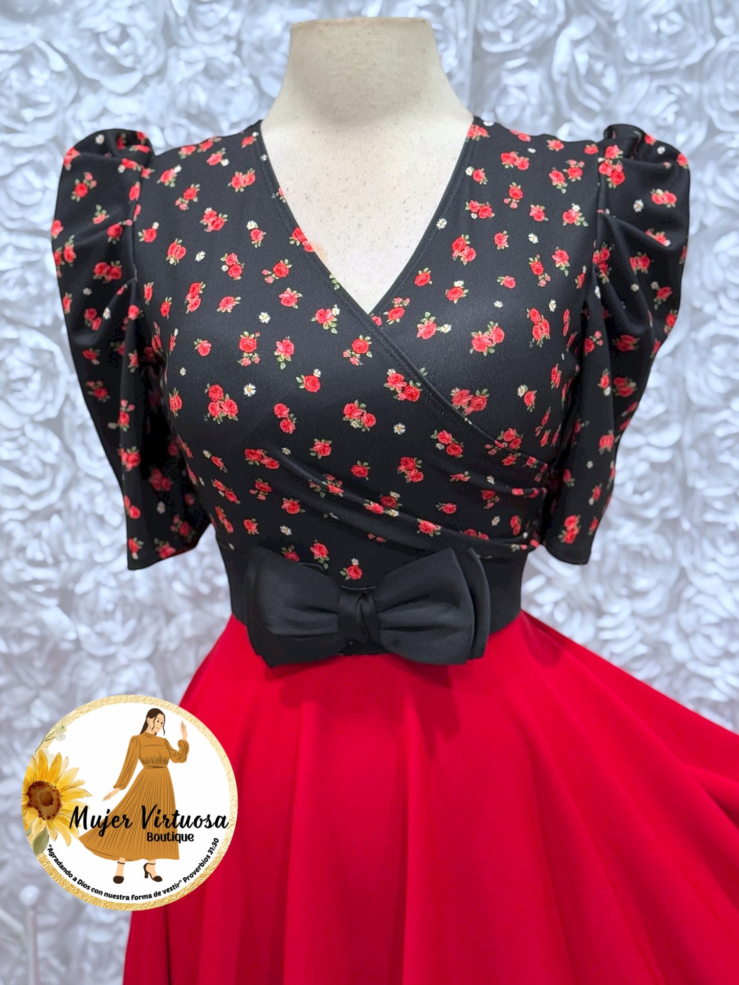 Susan Black & Red Floral Dress