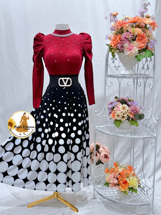 Black & White Polka Dot Skirt