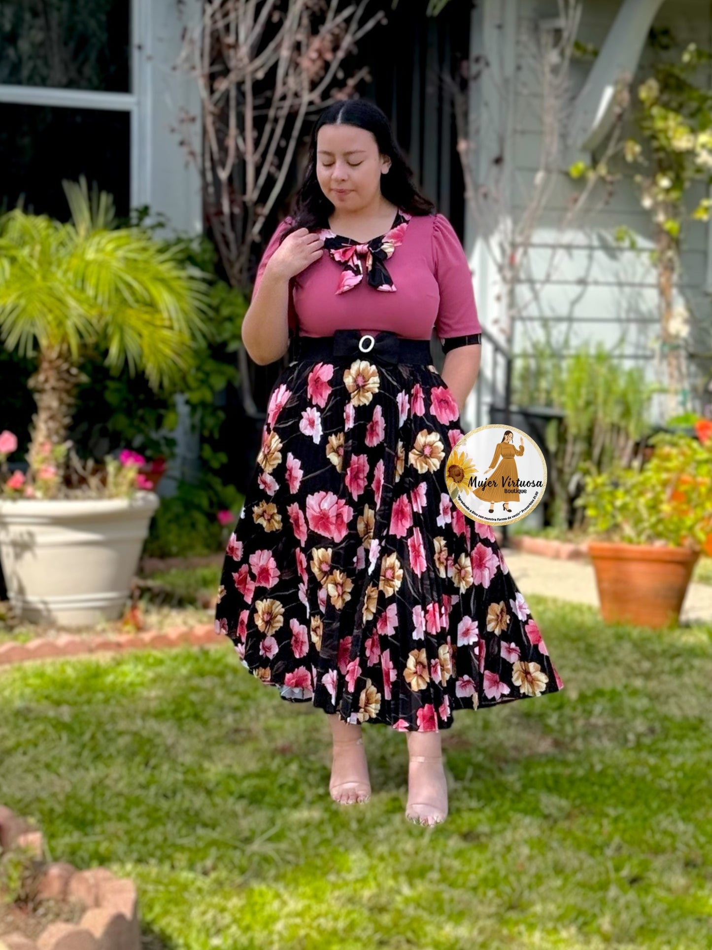 Madelyn Mauve & Black Dress