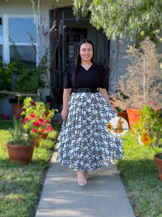 Susan Black & Ivory Mesh Dress