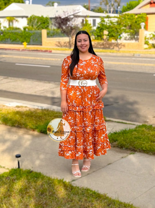 Leah Rust Floral Dress