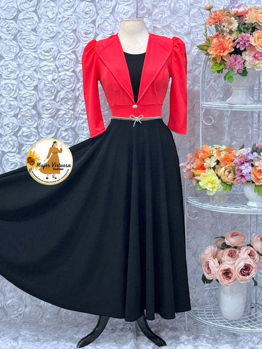 Astrid Coral & Black Blazer Dress