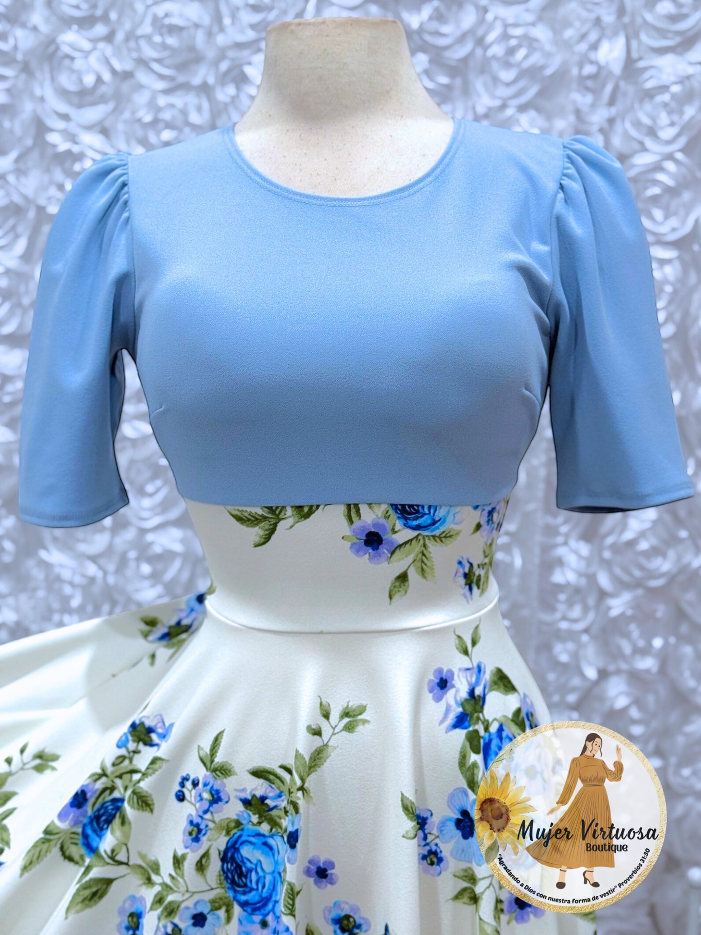 Eliana Baby Blue/White Floral Dress