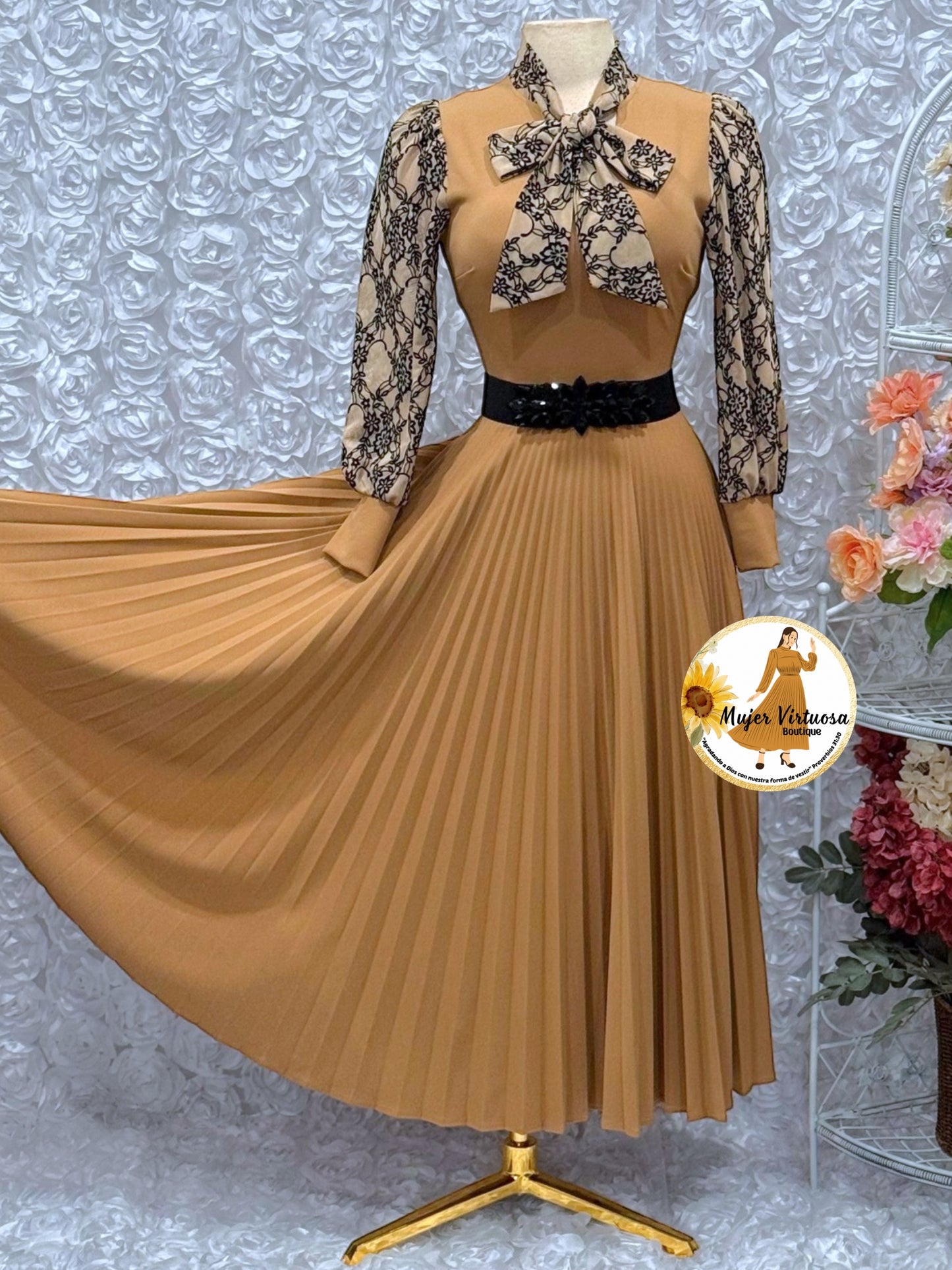 Brenda Mocha & Mesh Dress