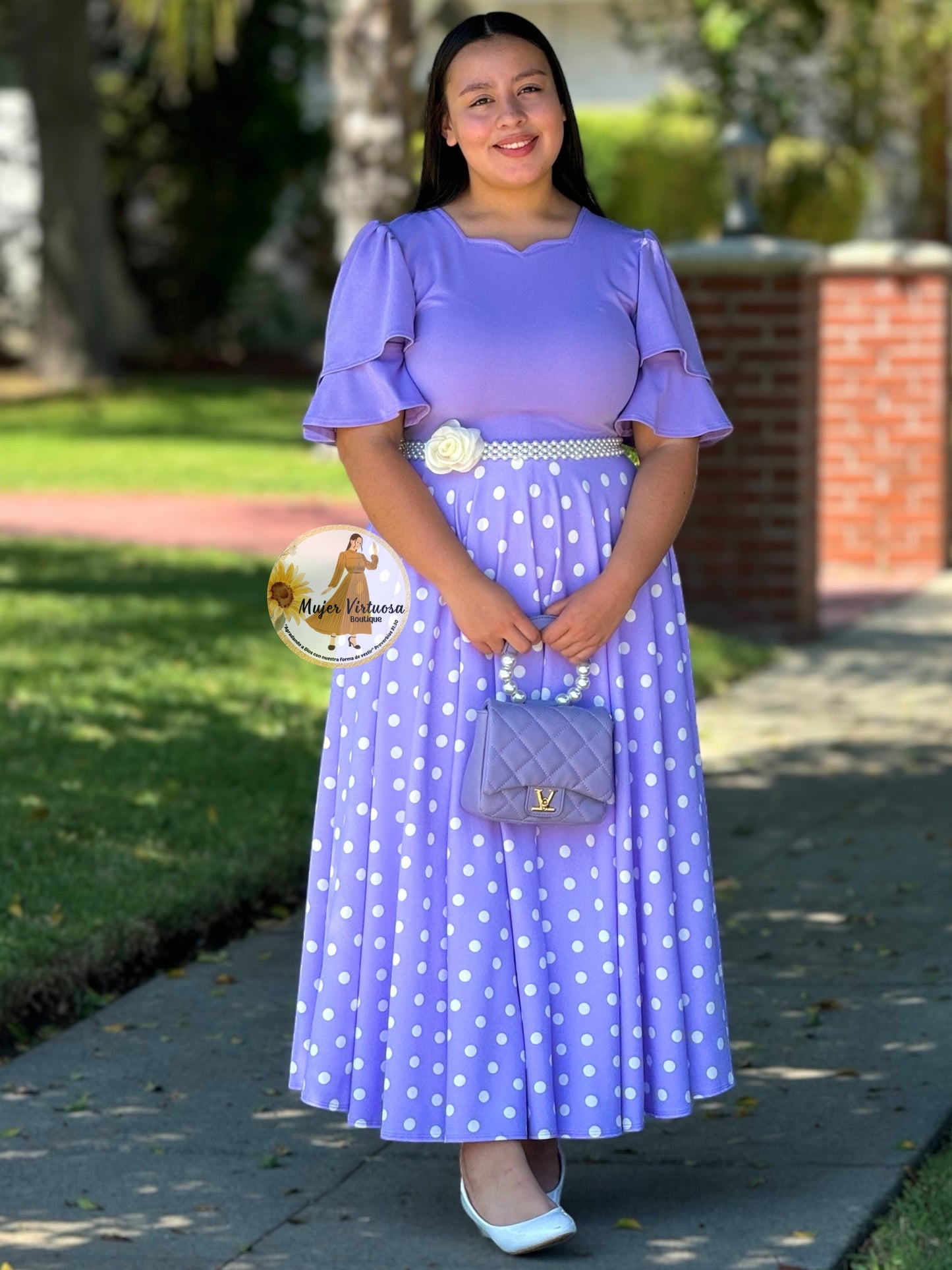 Olivia Lilac Polka Dot Dress