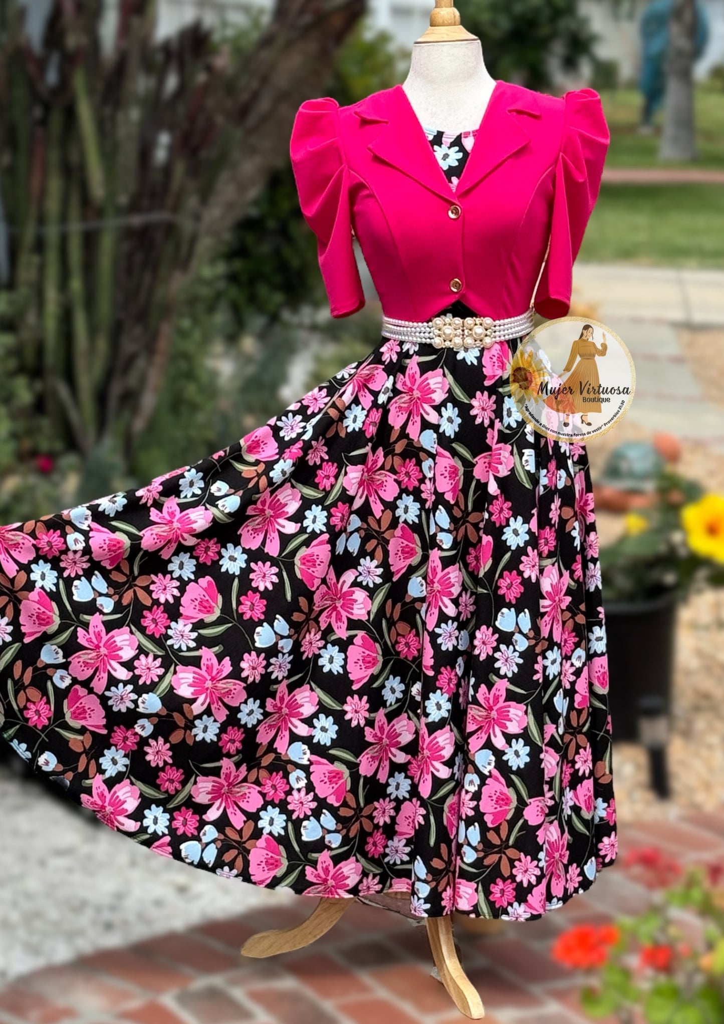 Arlet Fucsia Blazer Floral Dress