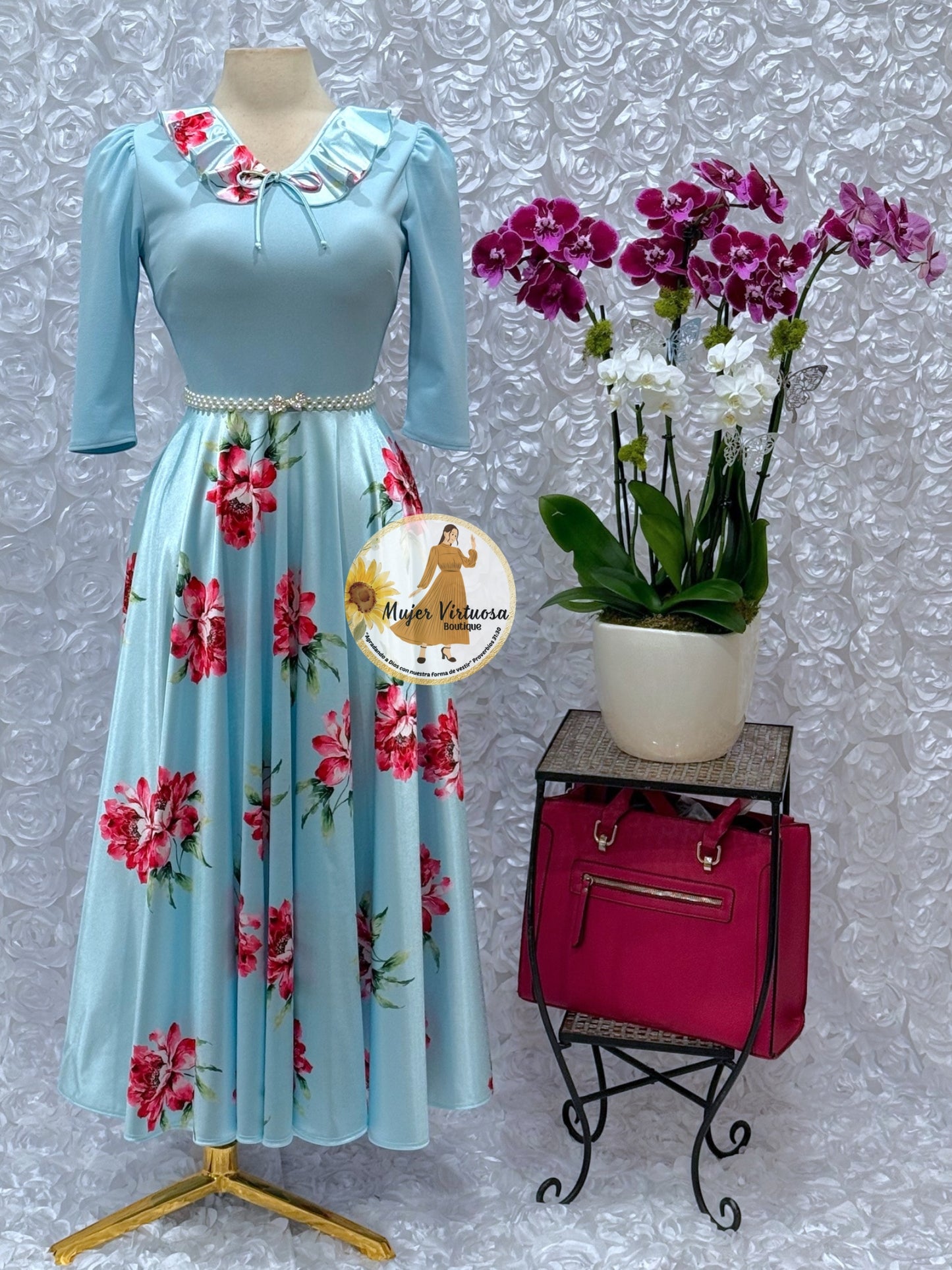 Francesca Baby Blue Satin Dress
