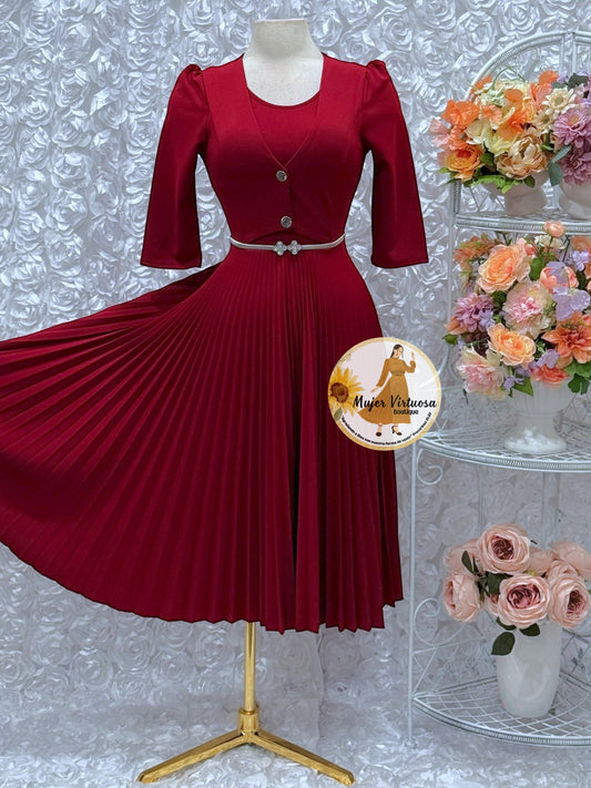 Milena Burgundy Blazer Midi Dress