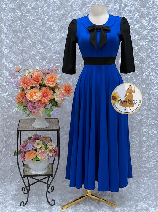 Agatha Royal Blue/Black Sailor Dress