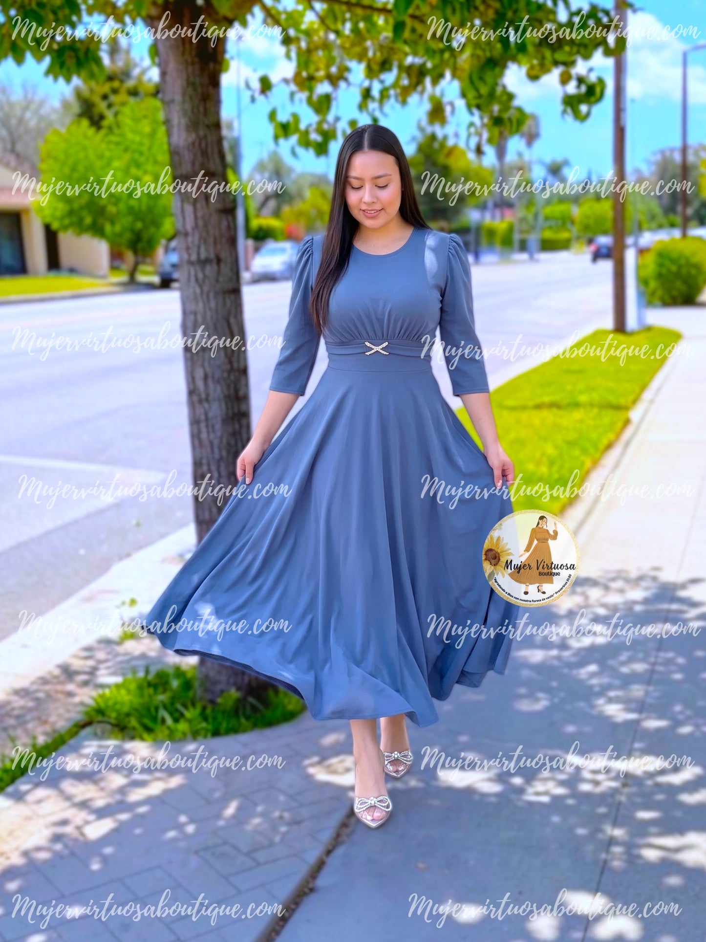Denim Blue Belted Dress