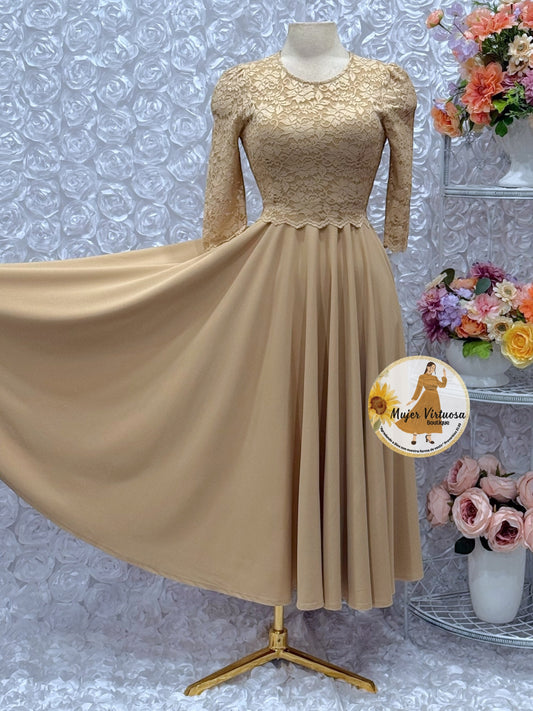 Lisa Khaki Lace Top Dress