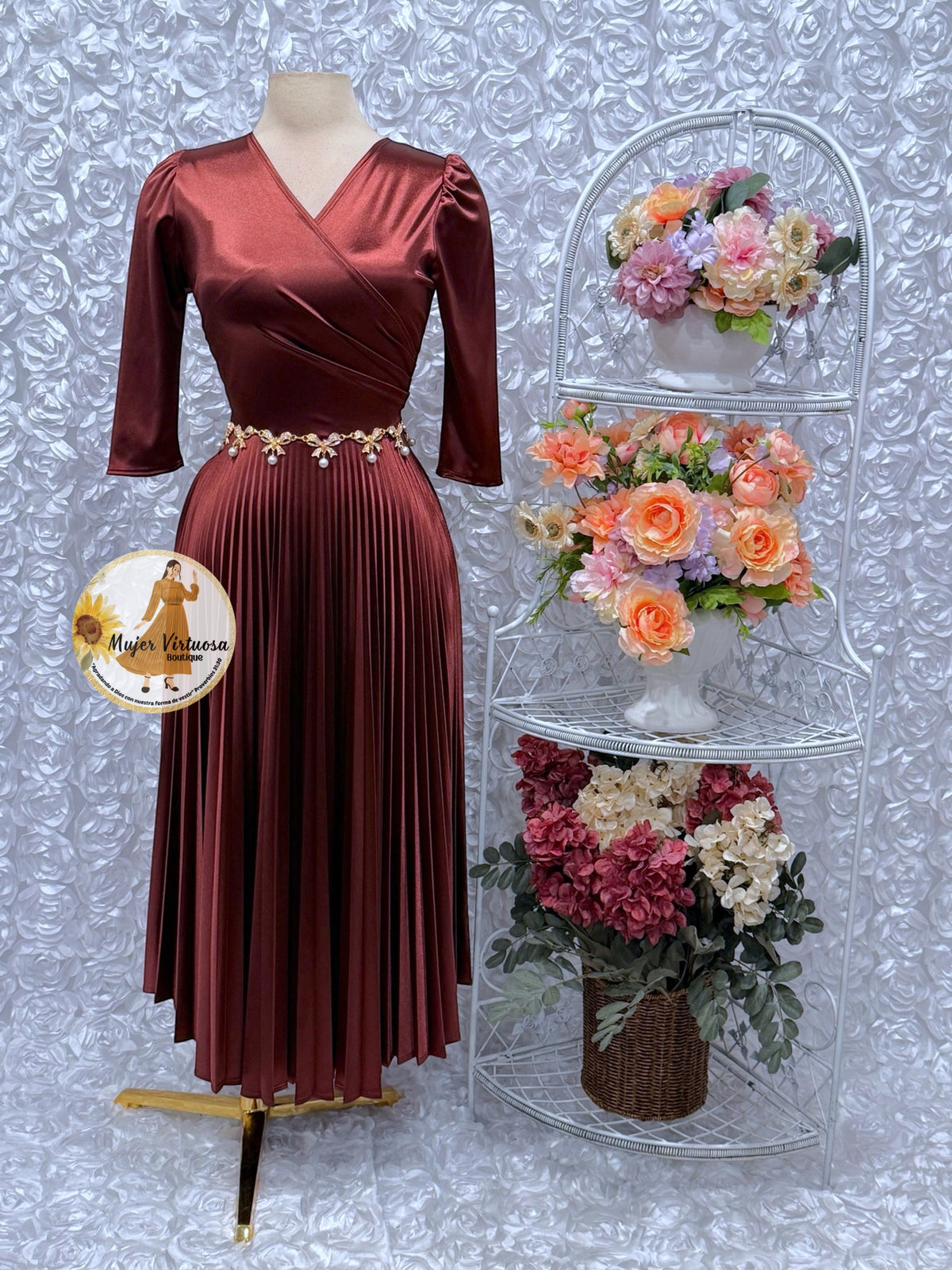 Lucia Maroon Satin Dress