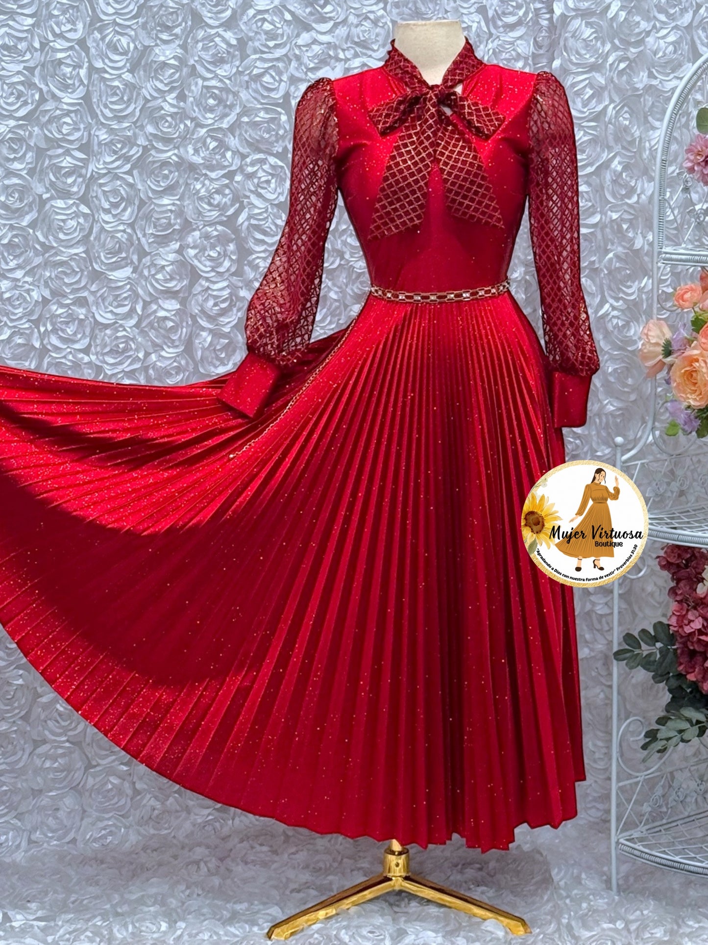 Brenda Red Glitter Dress